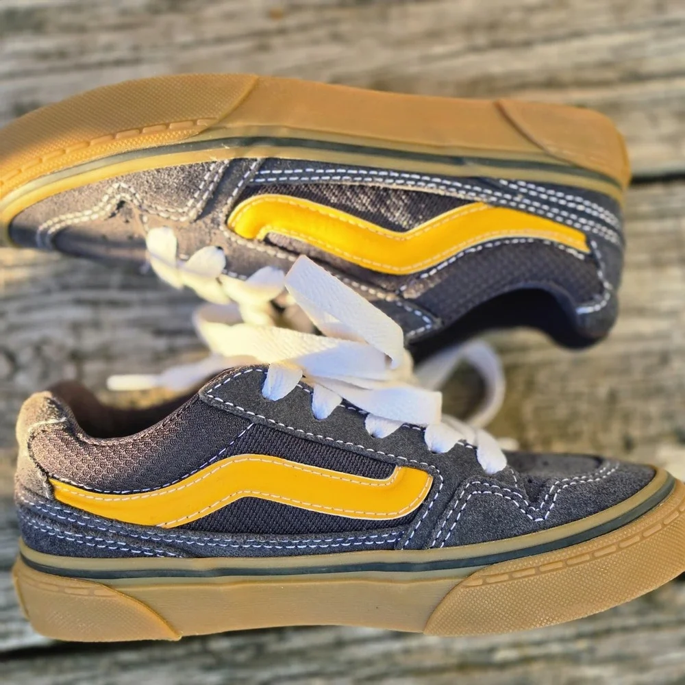 Vans Caldrone Charcoal/Yellow/Gum Suede Mesh Boy's Skate Shoes - Size 13‎